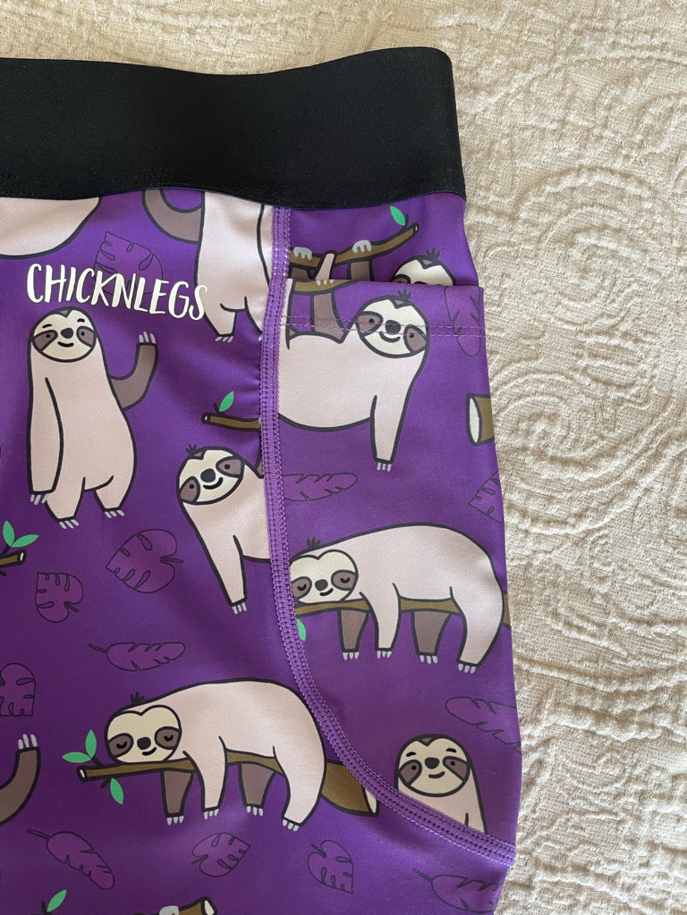 ChicknLegs Women's Purple Sloth Athletic Shorts - Picture 6 of 6